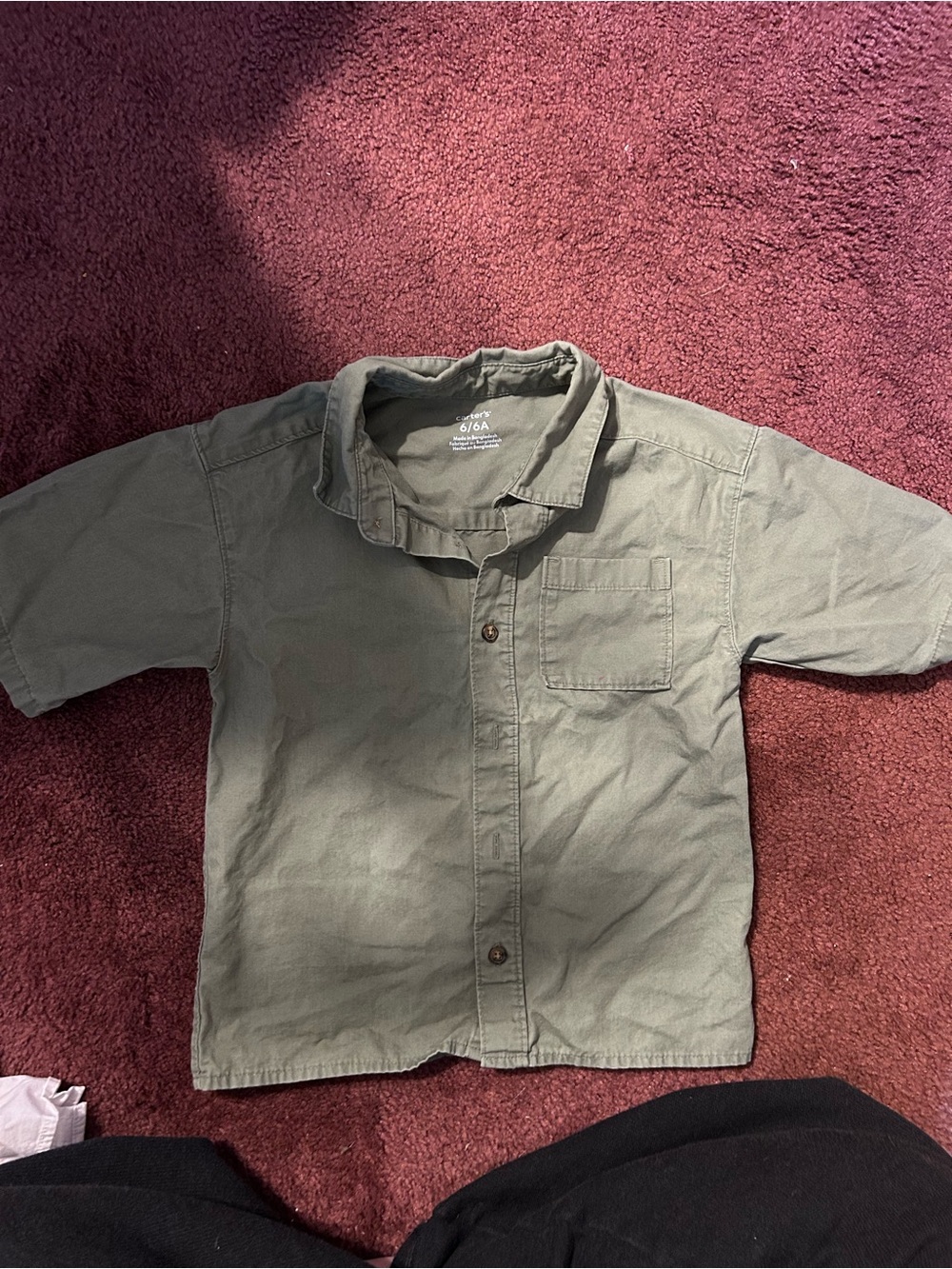 Carter's Olive Green Short Sleeve Button-Down Shirt